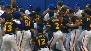 Tempers flare benches clear in Atlanta [upl. by Atsahs]