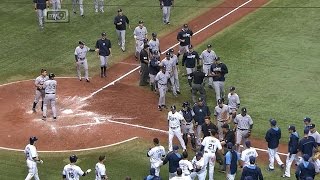 Benches clear after Yanks retaliate after HBP [upl. by Narag]