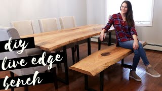 DIY Live Edge Bench With Metal Legs  Dining Table Build Part 2 [upl. by Anwadal571]