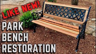 I ALMOST THREW IT AWAY Park Bench Restoration  How to restore a bench [upl. by Lucania]